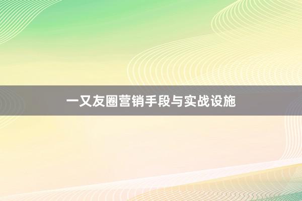一又友圈营销手段与实战设施